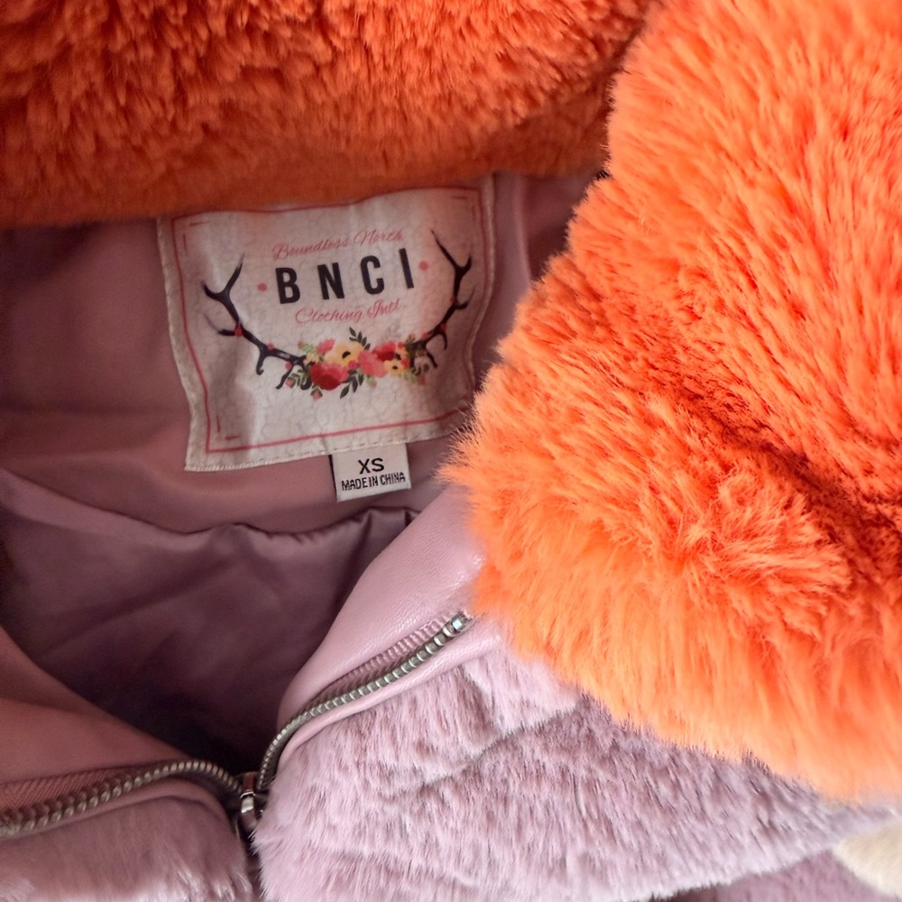 Teddy Colorblock Zip Jacket - Pink, Cream & Orange - Picture 2 of 3